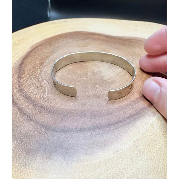 Handmade Vintage Navajo Etched Cuff Bracelet – 14K Gold Fill, Sterling Silver - Picture 7 of 10